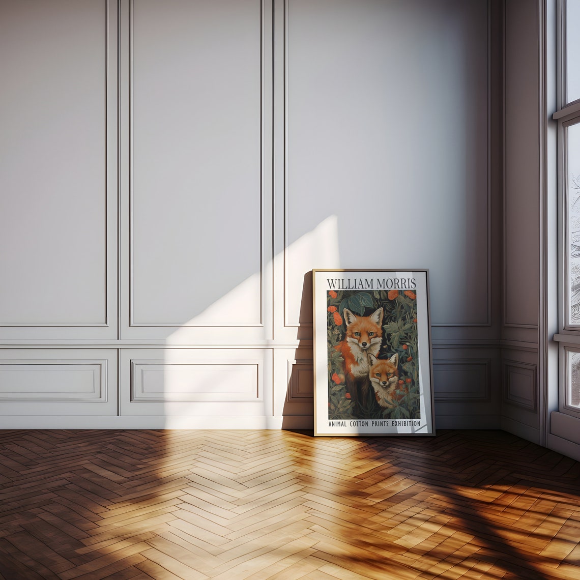 William Morris Fox And Cub Floral Animal Exhibition Art Poster - Image 2