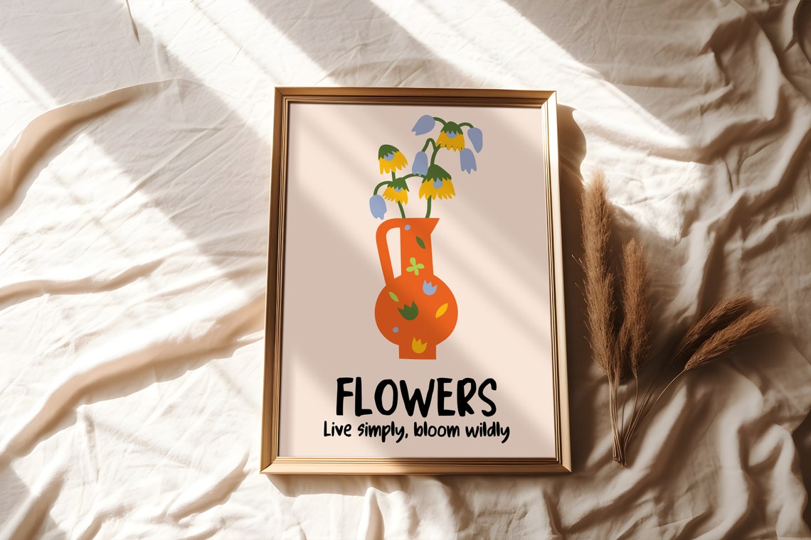 Flowers Live Simply Bloom Wildly Orange Jug Botanical Art Poster - Image 3