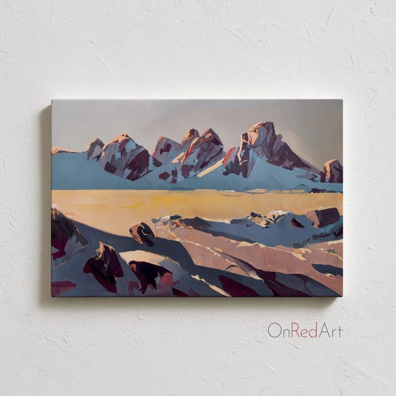 Sunlit Range Abstract Mountain Landscape Art Print