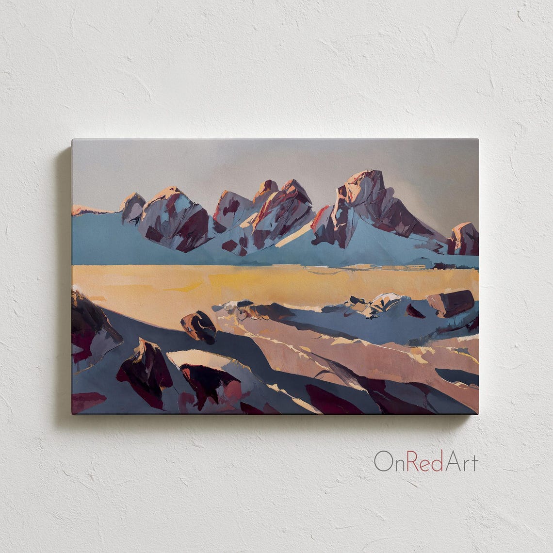 Sunlit Range Abstract Snow Mountain Sunrise Painting Modern Art Poster