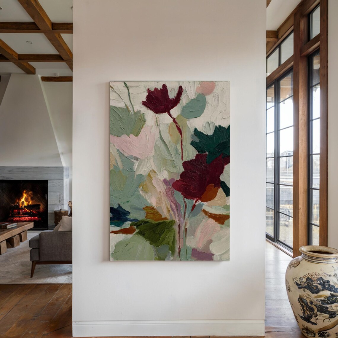 Bold Abstract Floral Print, Modern Botanical Art