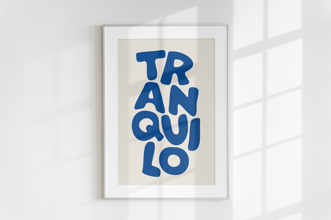 Blue Tranquilo Minimalist Art Print, Mindful Living - Image 2