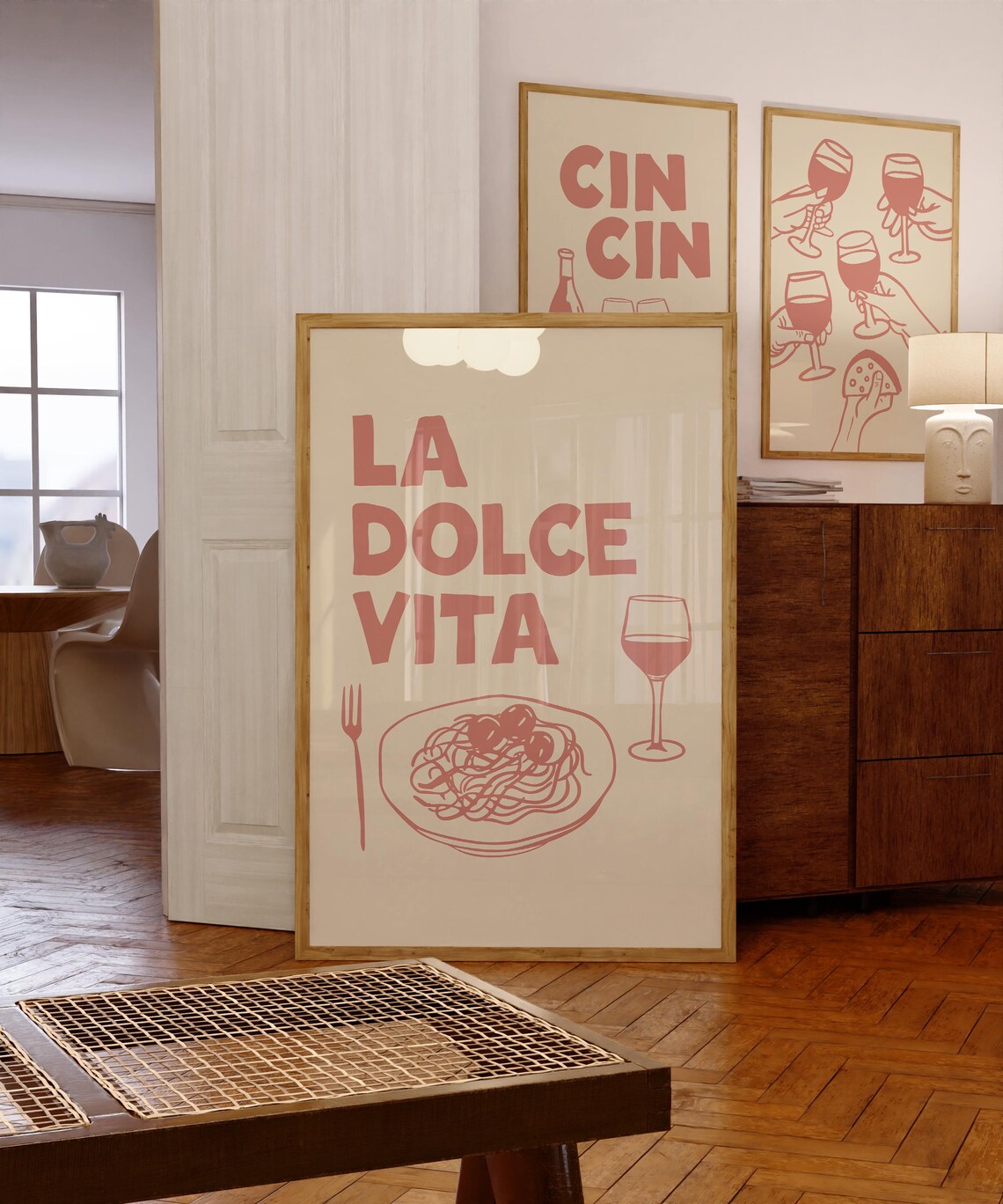 La Dolce Vita Pasta and Wine Poster Print