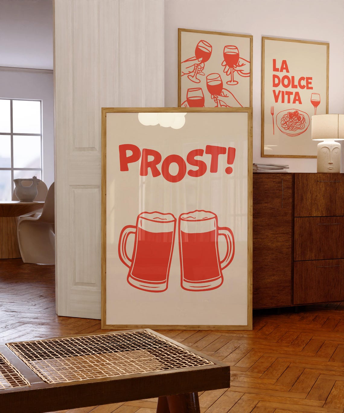 Red Prost Beer Mug Cheers Retro Oktoberfest Bar Cart Kitchen Poster - Image 3