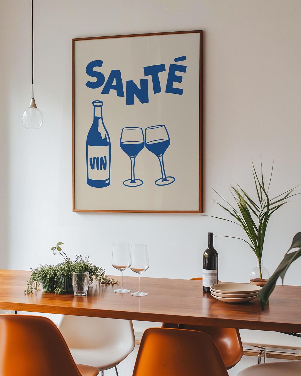 Sante Blue Wine Bottle Glasses Bold French Toast Kitchen Poster - Image 3