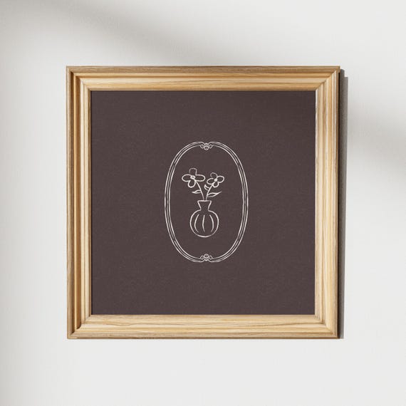 Minimal Sweet Floral Square Print Instant Wall Art Trendy Decor Illustration Living Room Art Nursery Decor
