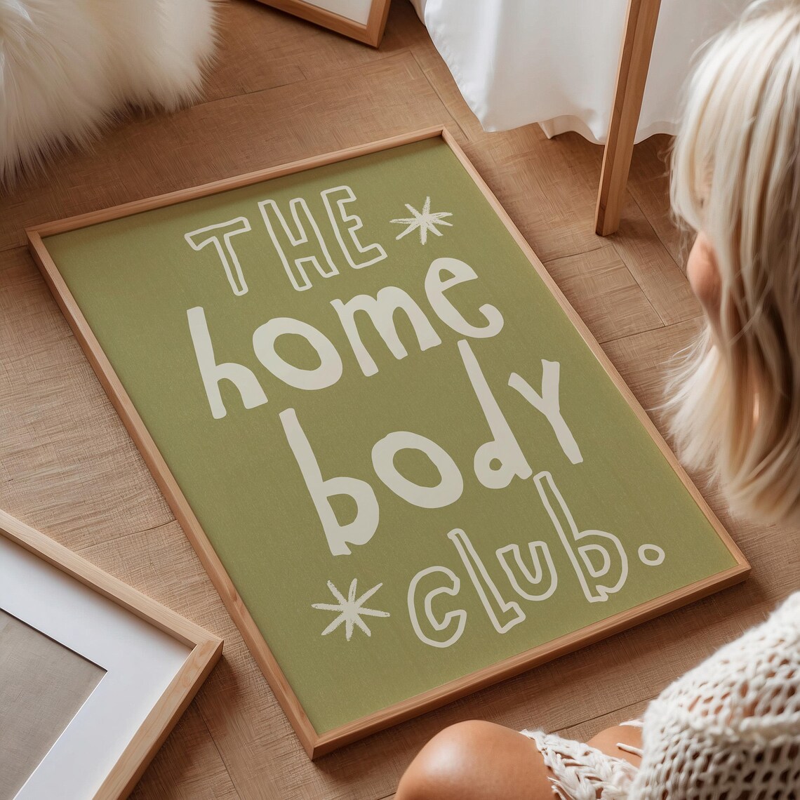 The Homebody Club Olive Green Quote Typography Fun Wall Art Poster - Image 2