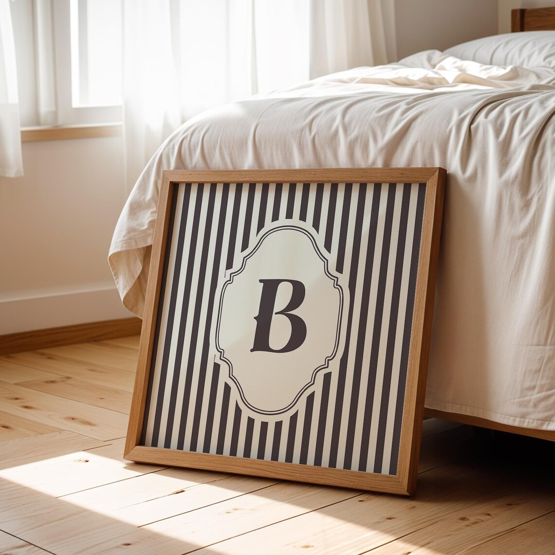 B Square Initial Personalized Gift, Watercolor Art Print