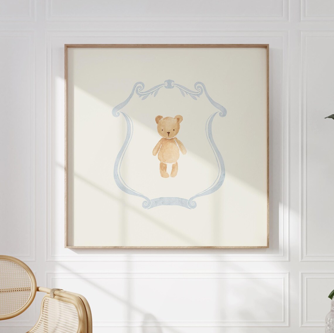 Honey Brown Teddy Bear Watercolor Nursery Square Decorative Wall Poster - Image 4