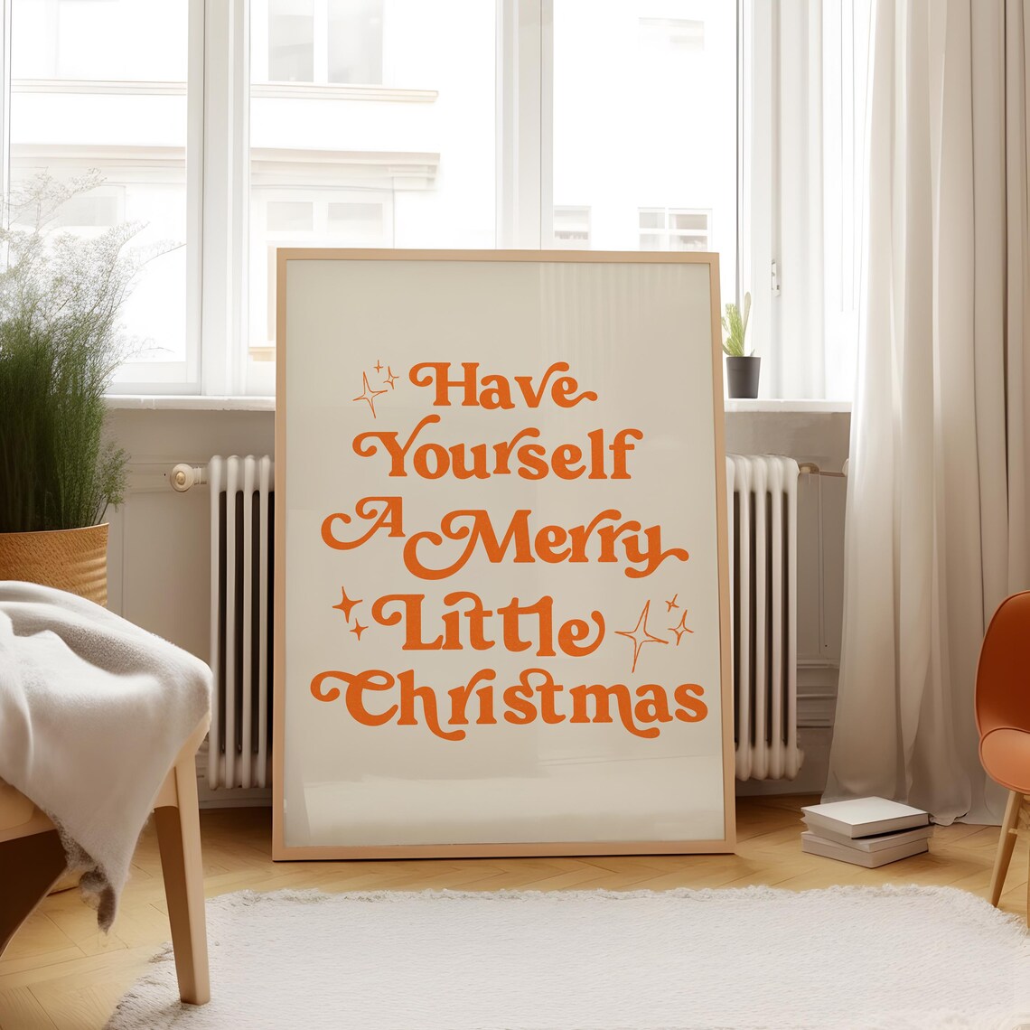 Have Yourself A Merry Little Christmas Orange Retro Holiday Poster