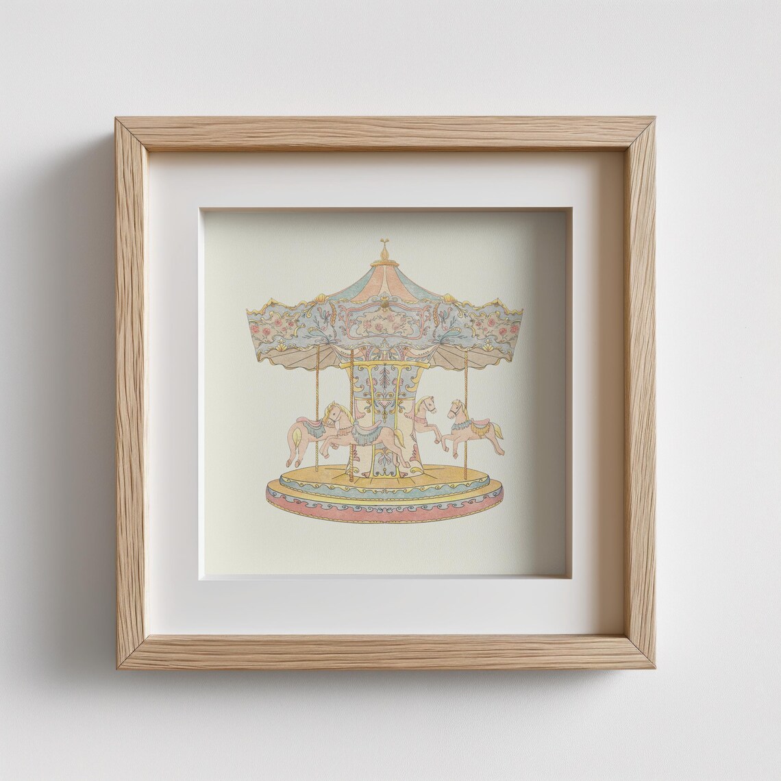 Vintage Carousel Art Print, Cottage Nursery Decor - Image 3