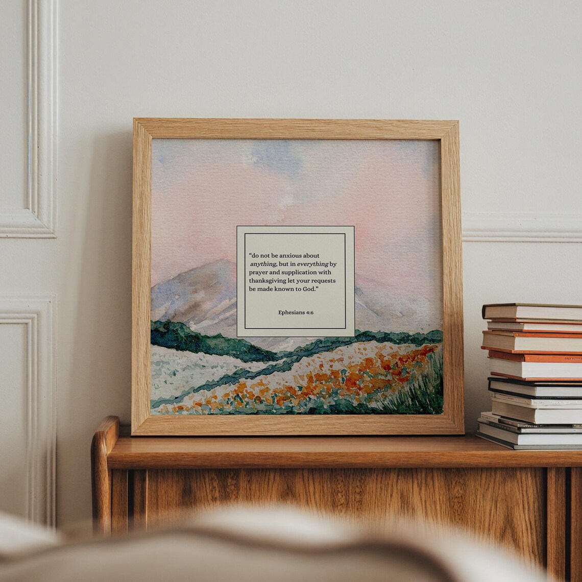 Do Not Be Anxious Scripture, Thin Line Art Print
