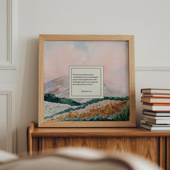 Do Not Be Anxious Scripture, Thin Line Art Print
