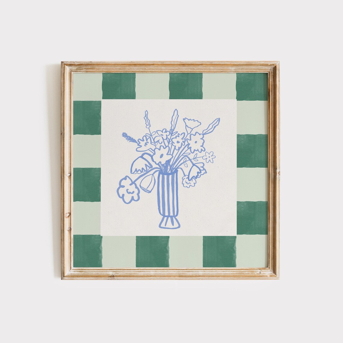 Checker Vase Of Wildflowers Botanical Print - Image 2