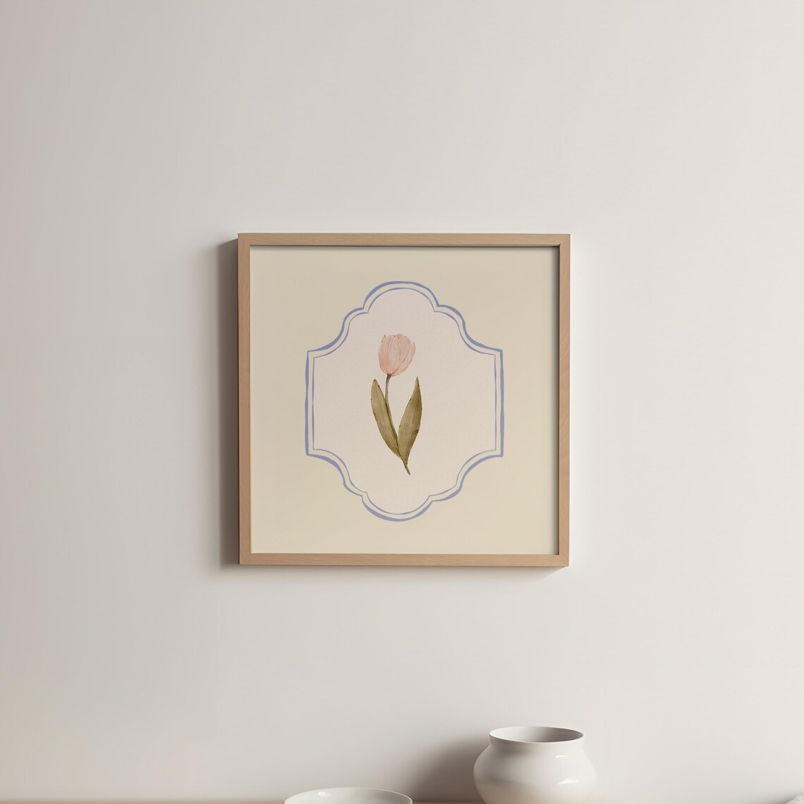 Blush Pink Tulip Watercolor Single Bloom Medallion Botanical Poster - Image 5