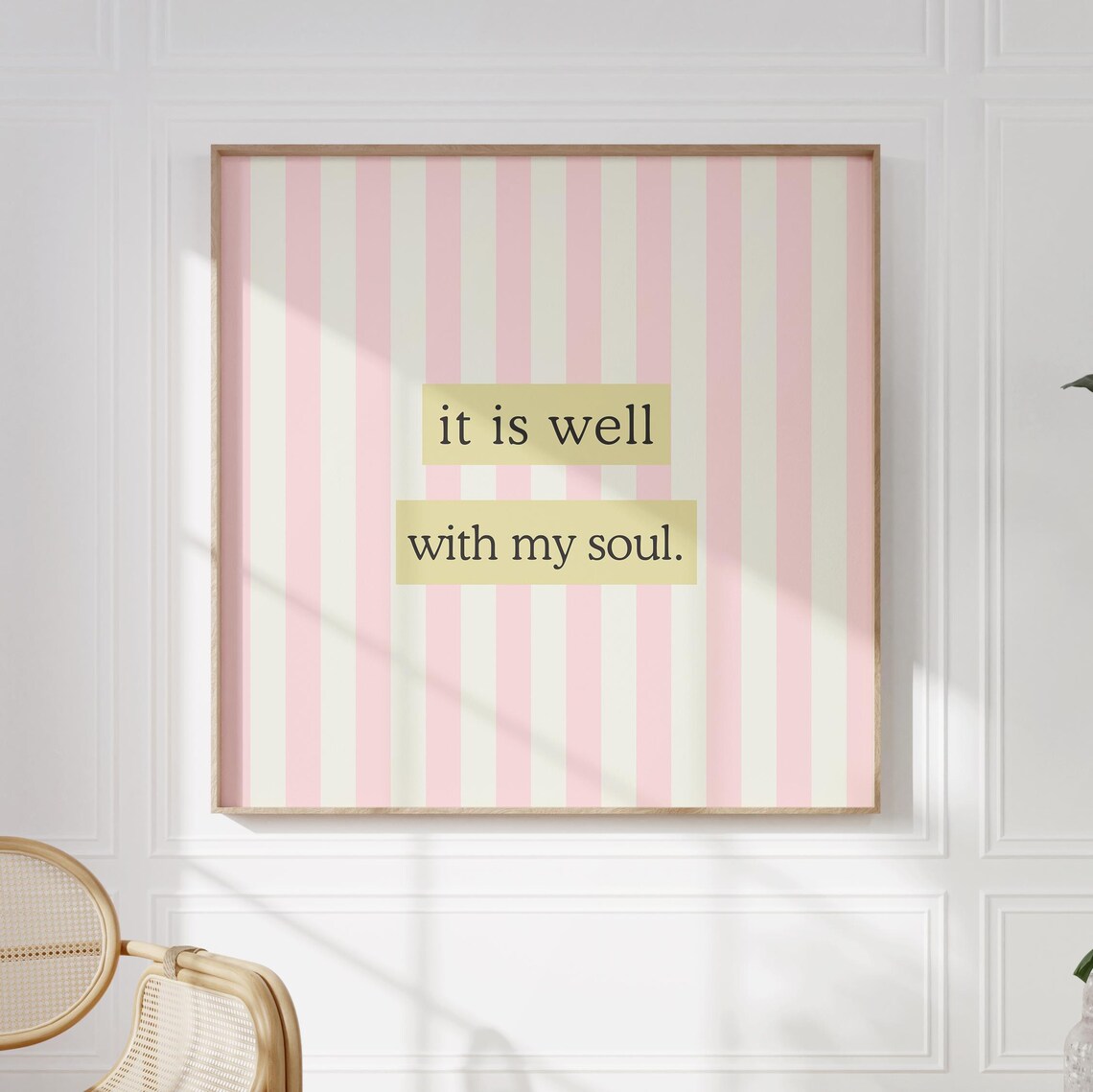 It Is Well With My Soul Quote Poster Cream Striped Hymn Decor - Image 5
