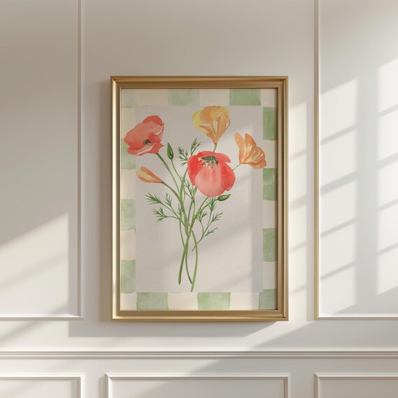 Poppy Vintage Floral Bouquet Art Print