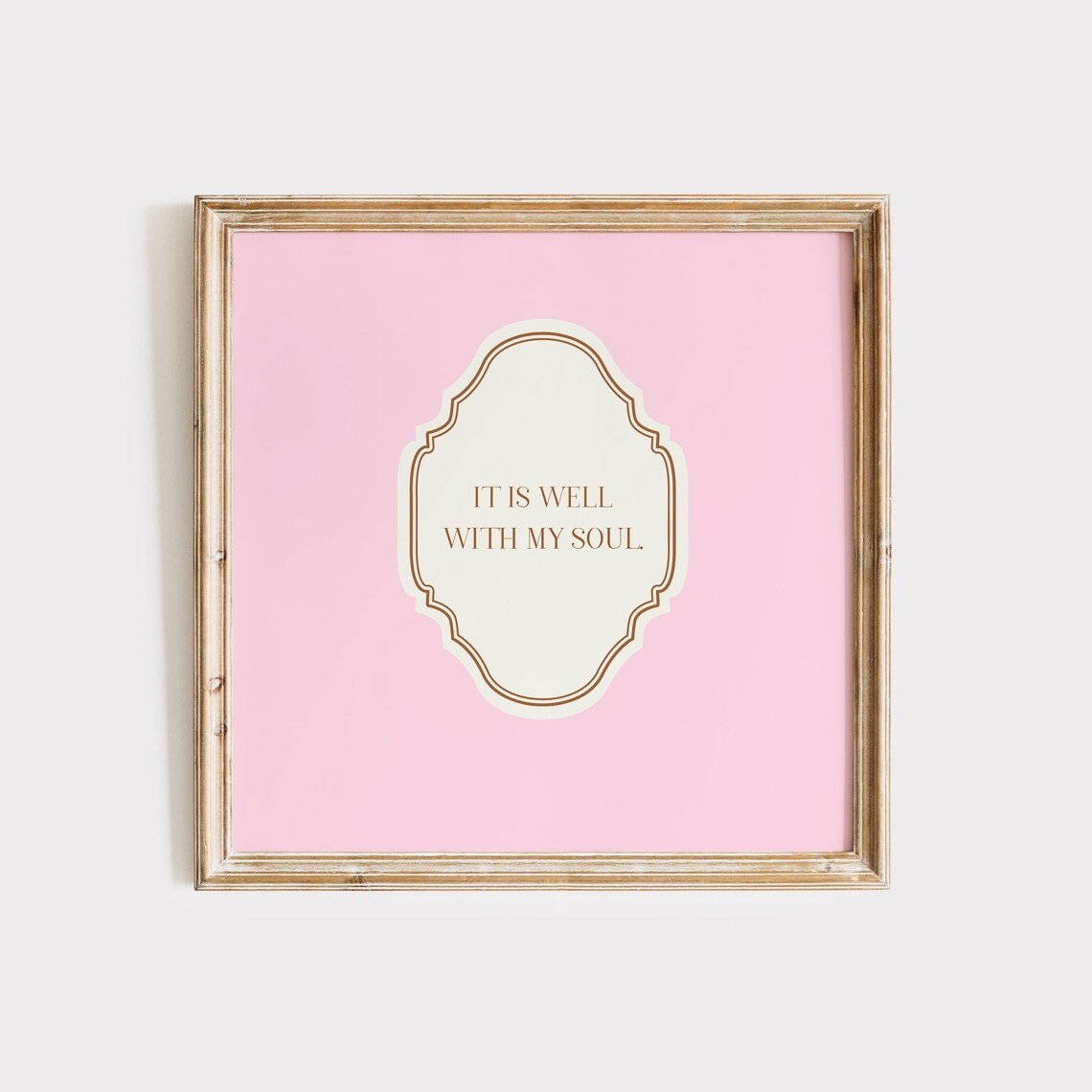 Pink Square It Is Well With My Soul Quote Ornate Faith Poster