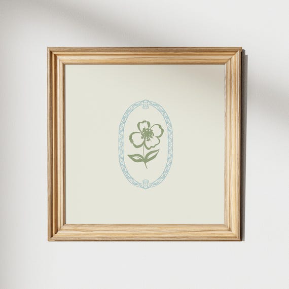 Minimal Sweet Floral Square Print Instant Wall Art Trendy Decor Illustration Living Room Art Nursery Decor
