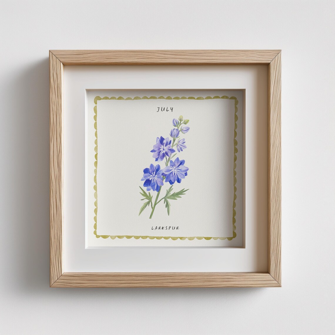 July Larkspur Watercolor Birth Month Flower Botanical Poster - Image 2