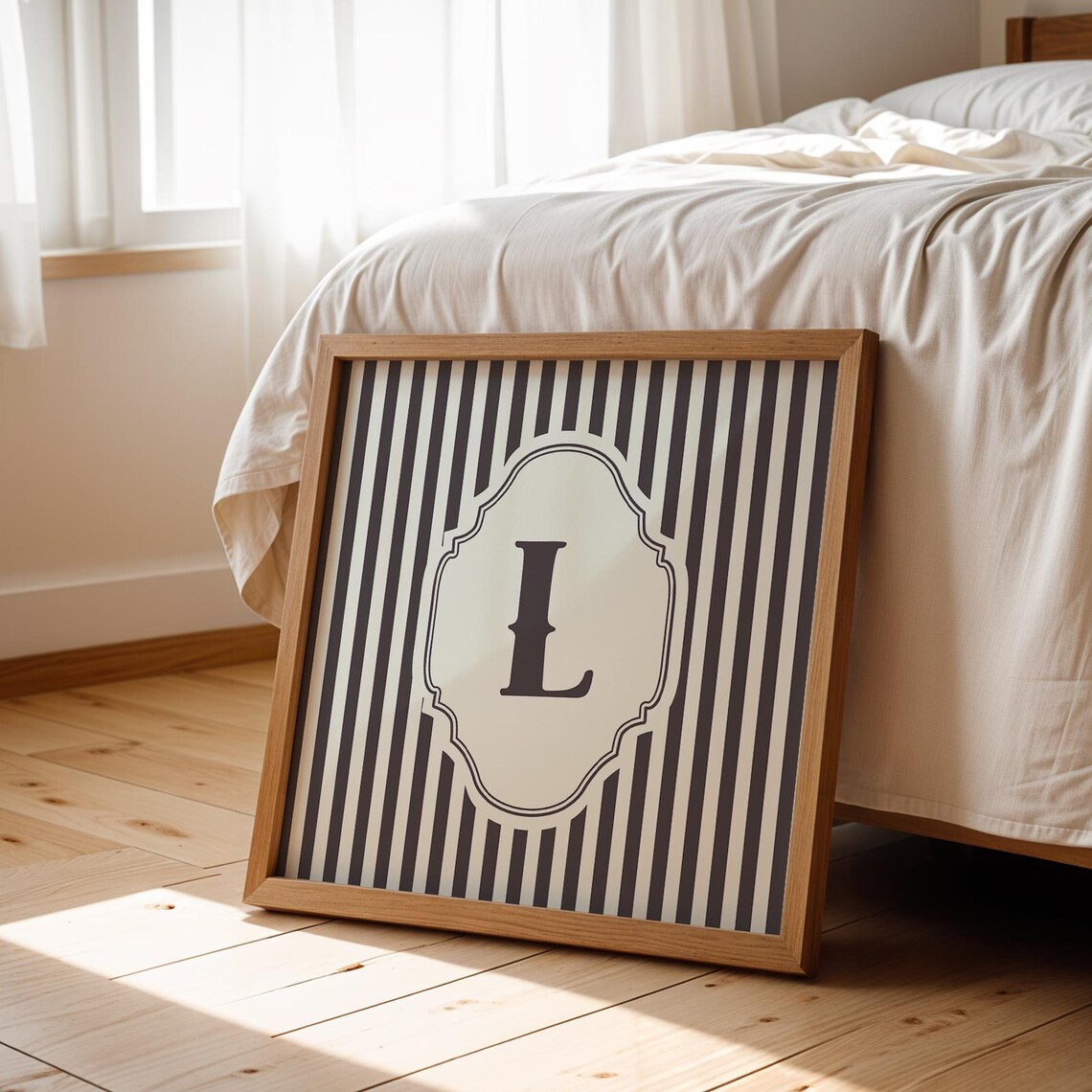 L Square Initial Personalized Gift, Watercolor Art Print