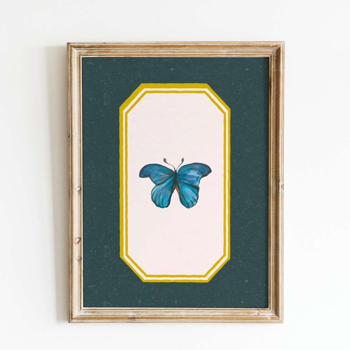 Butterfly Deep Green Papillion Art Print, Vintage