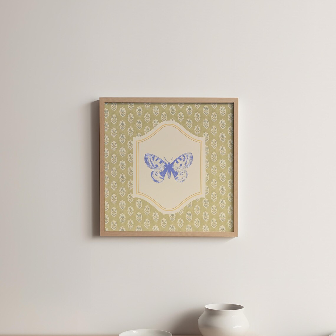 Victorian Style Butterfly Art Print, Blue Thin Line - Image 4