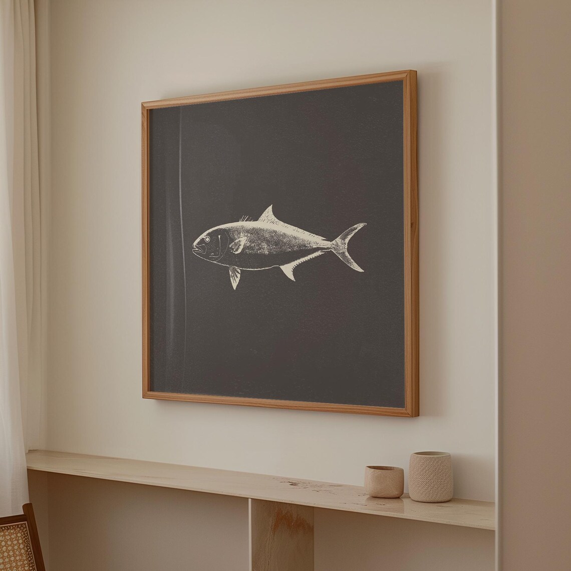 Charcoal Atlantic Fish Art Print, Nautical - Image 2