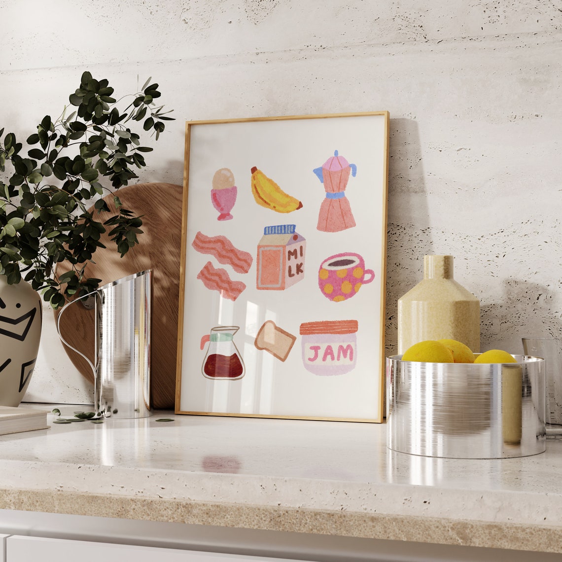 Cute Breakfast Food Illustrations Kitchen Wall Decor Art Poster - Image 2