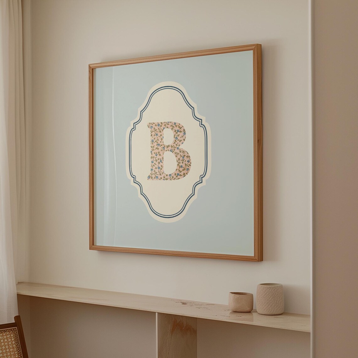 B Square Initial - Watercolor Personalized Print - Image 2