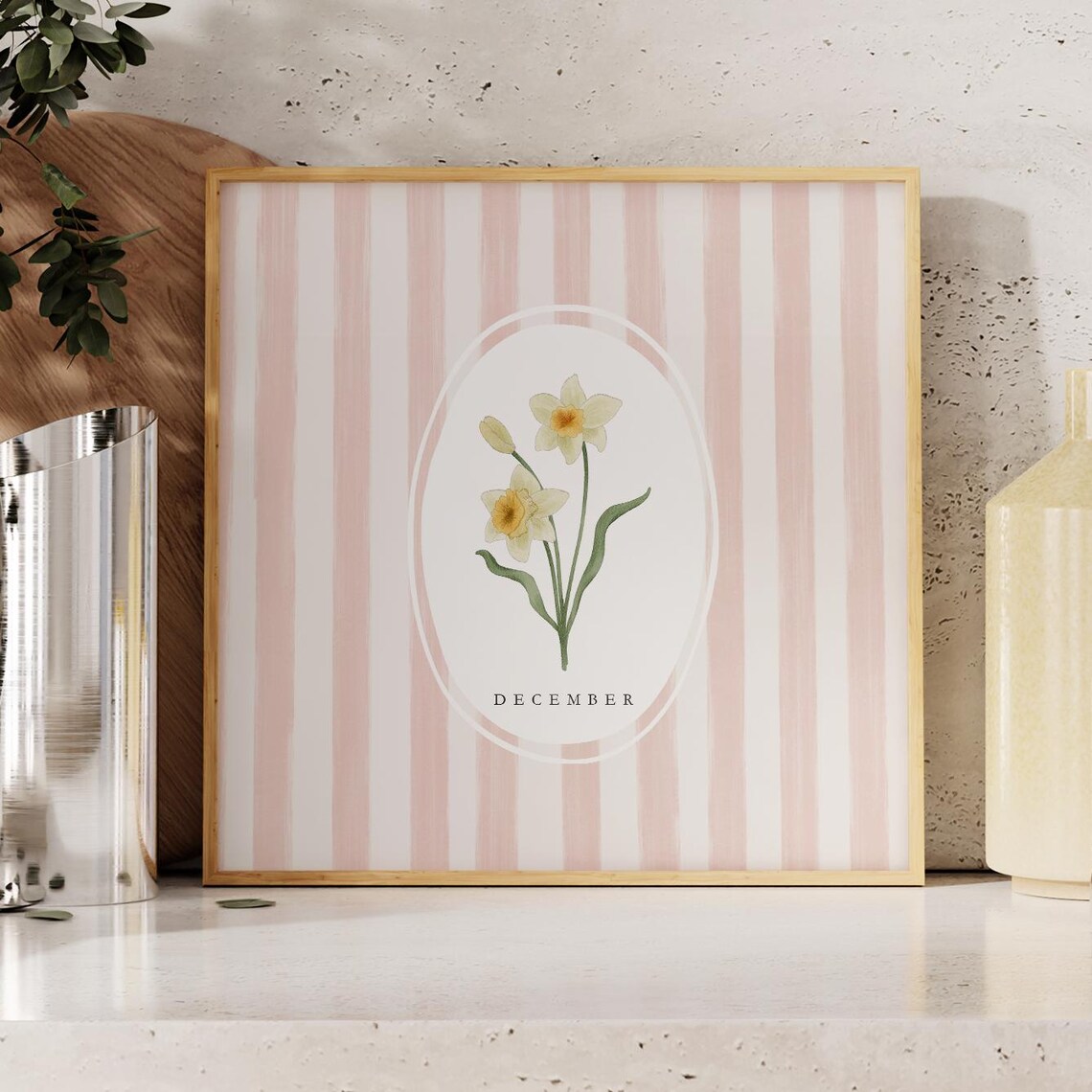 December Narcissus Birth Month Yellow Watercolor Flower Poster