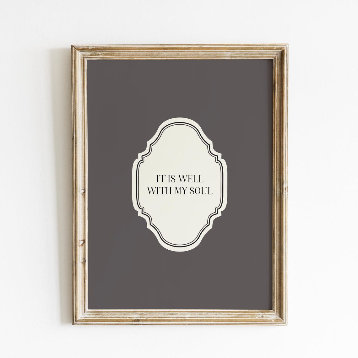 It Is Well With My Soul Charcoal Vertical Quote Ornate Wall Art