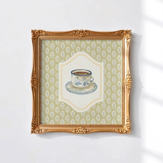 Vintage Coffee With Grandma Art Print, Kitchen Decor