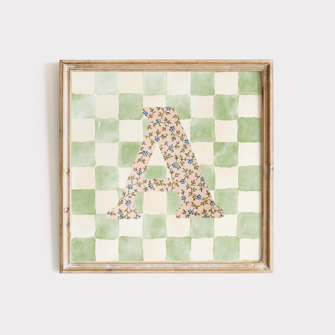 Square Initial Personalized Gift, Watercolor Art Print - Image 3
