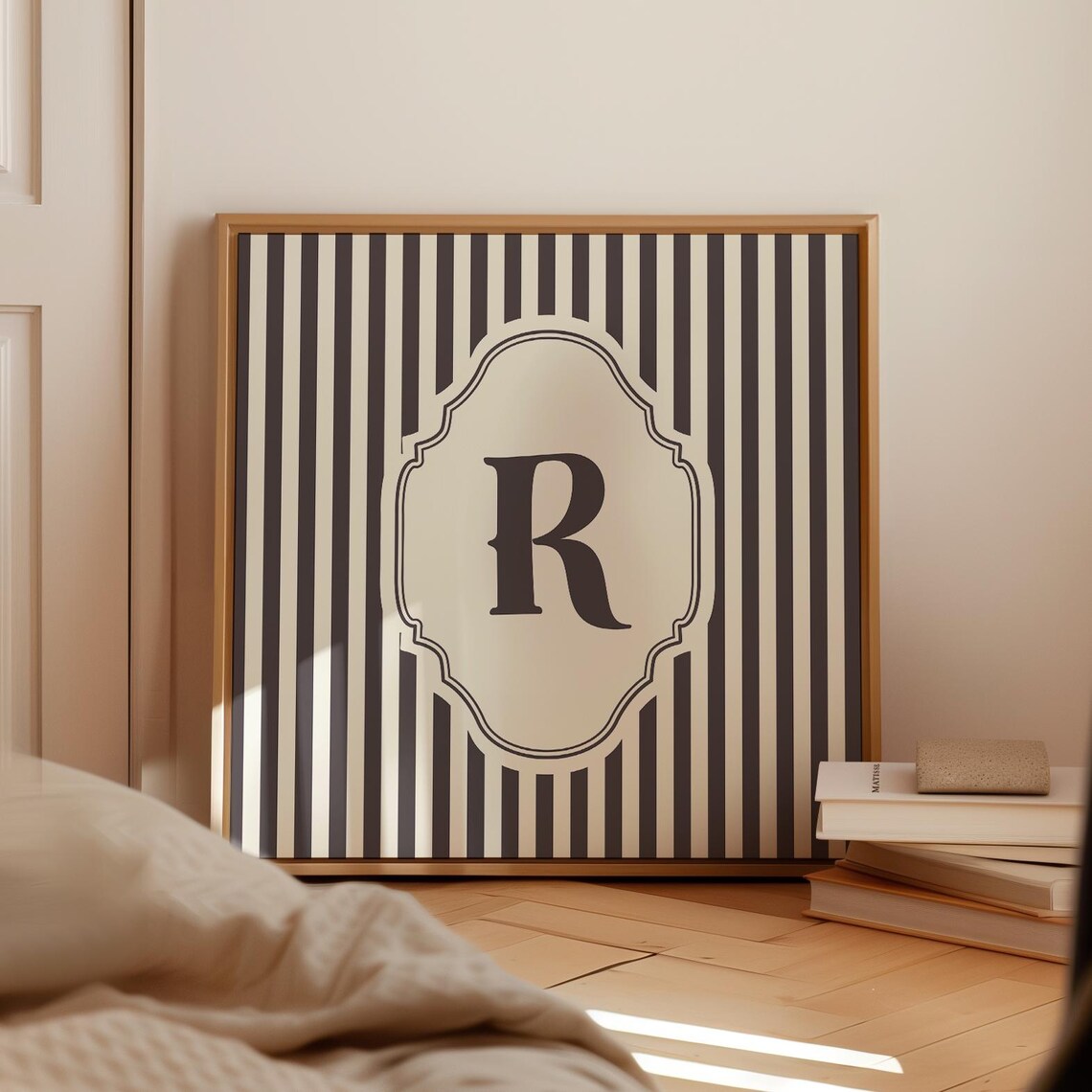 R Square Initial Personalized Watercolor Art Print - Image 3