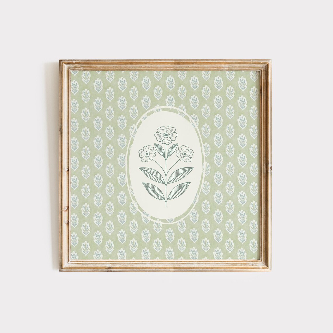 Vintage Floral Wallpaper Square Art Print - Image 2