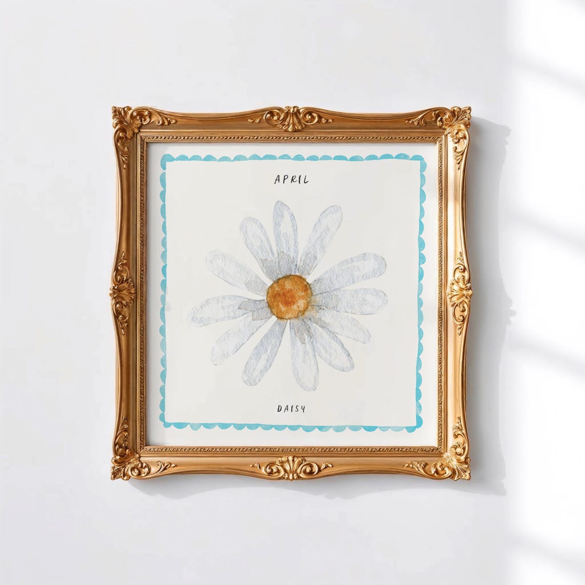 April Daisy Birth Flower Large White Daisy Watercolor Poster - Image 2