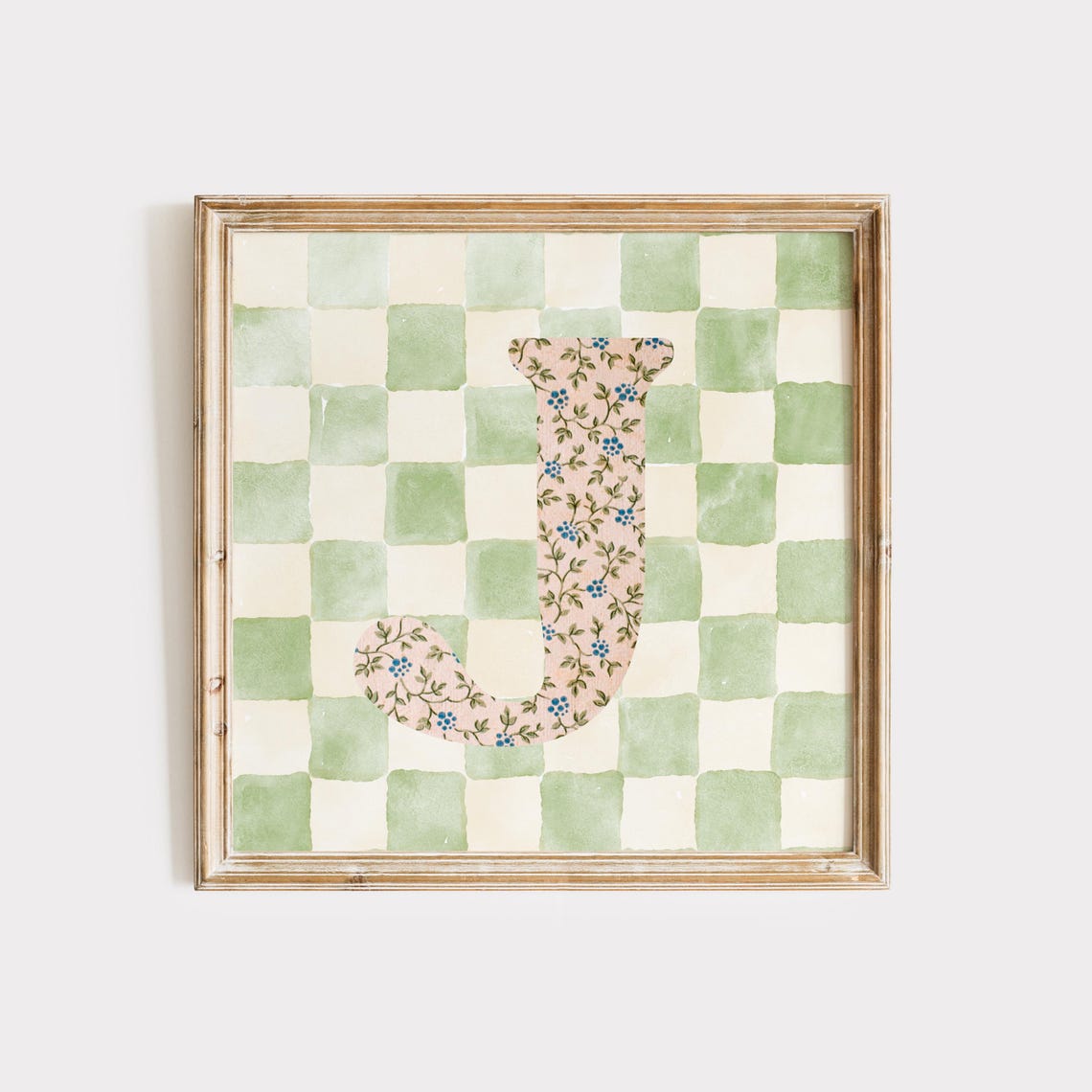 J Square Initial Print Personalized Gift Watercolor Art Gift Idea Art Print Print - Image 3