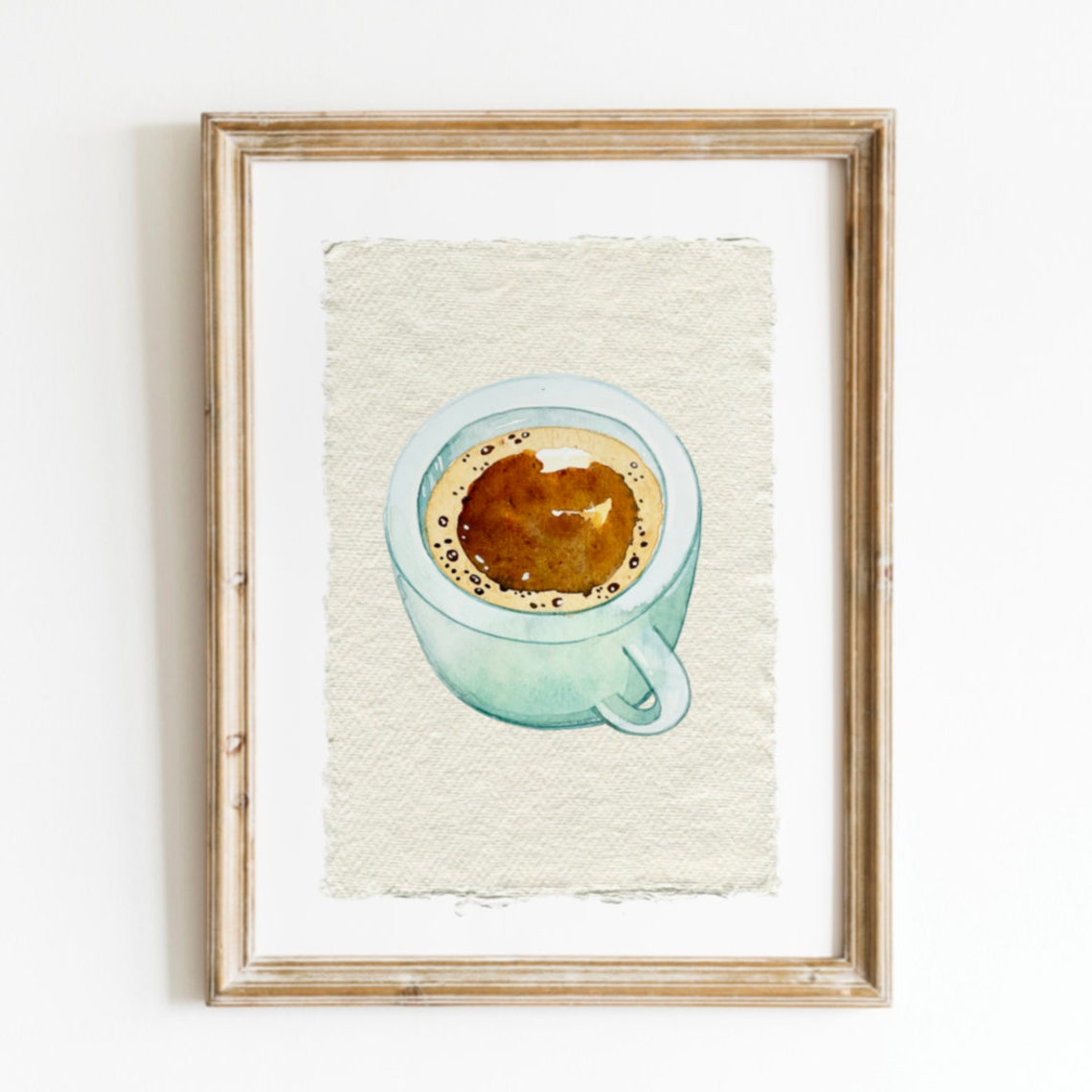 Watercolor Coffee Cup Top View On Textured Paper Kitchen Poster - Image 2