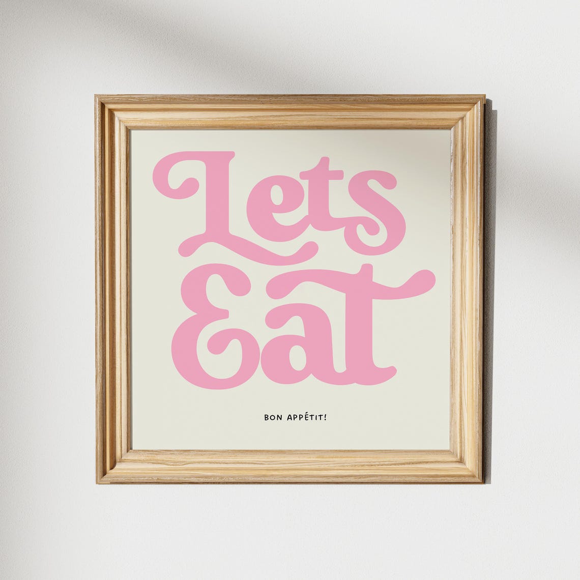 Lets Eat Retro Script Pink on Cream Bon Appetit Kitchen Poster Sweet - Image 2