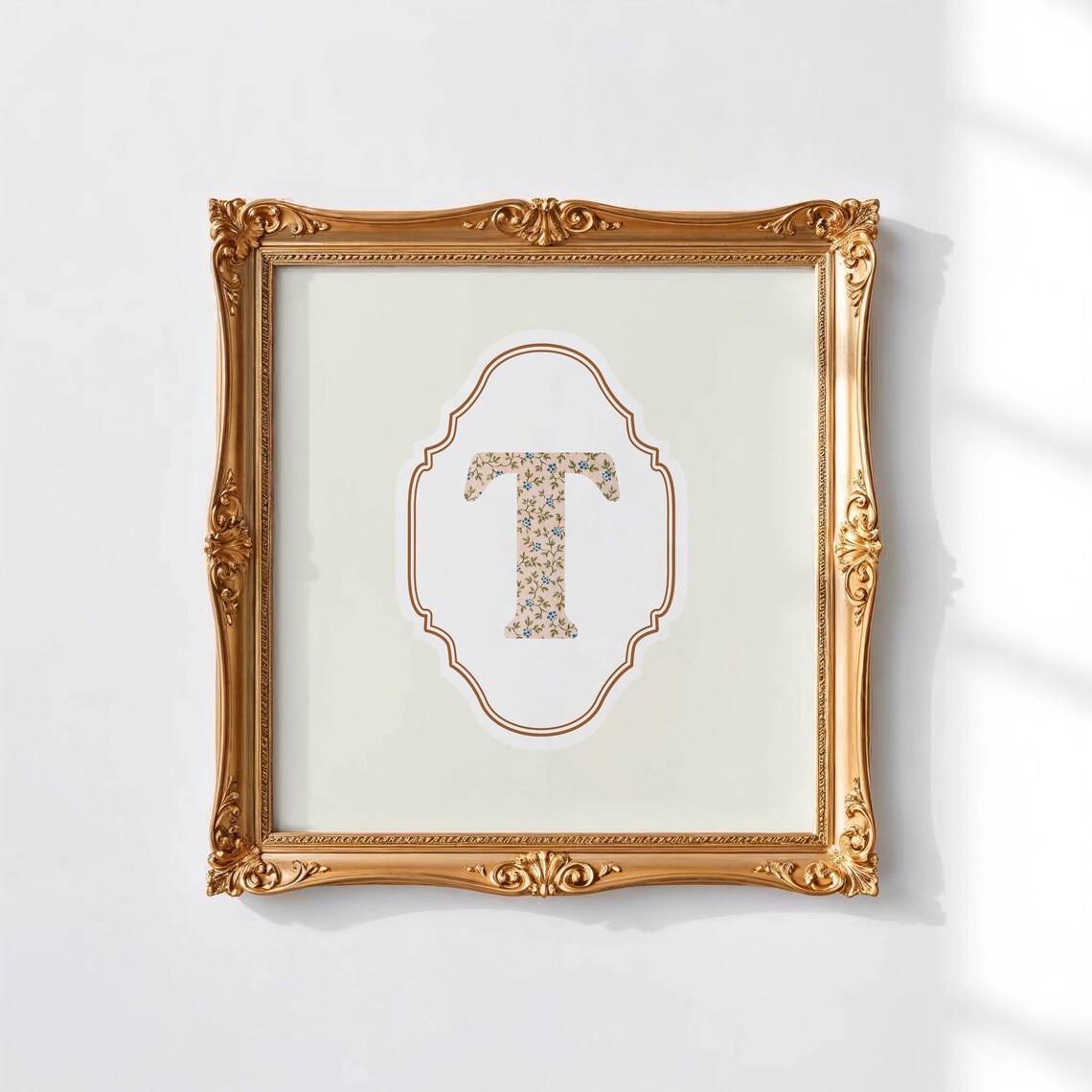 T Square Initial Personalized Gift, Watercolor Art Print