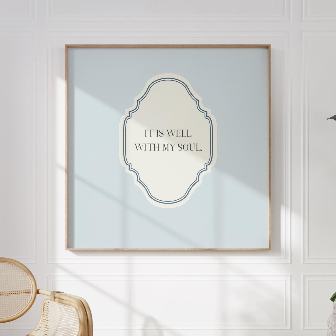Baby Blue Square It Is Well With My Soul Quote Ornate Faith Poster - Image 5