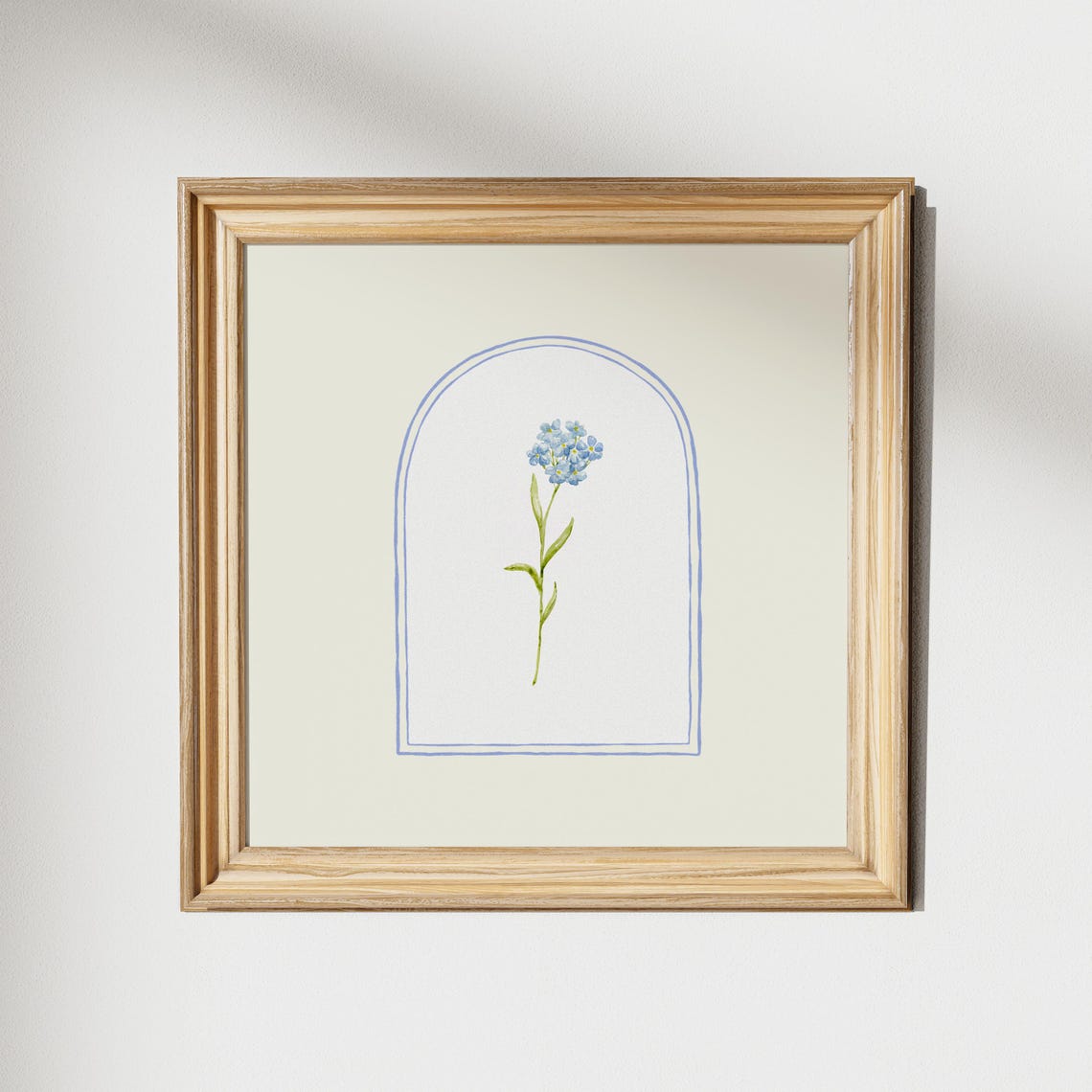 Blue Watercolor Flower Arch Botanical Square Floral Decor Poster - Image 2