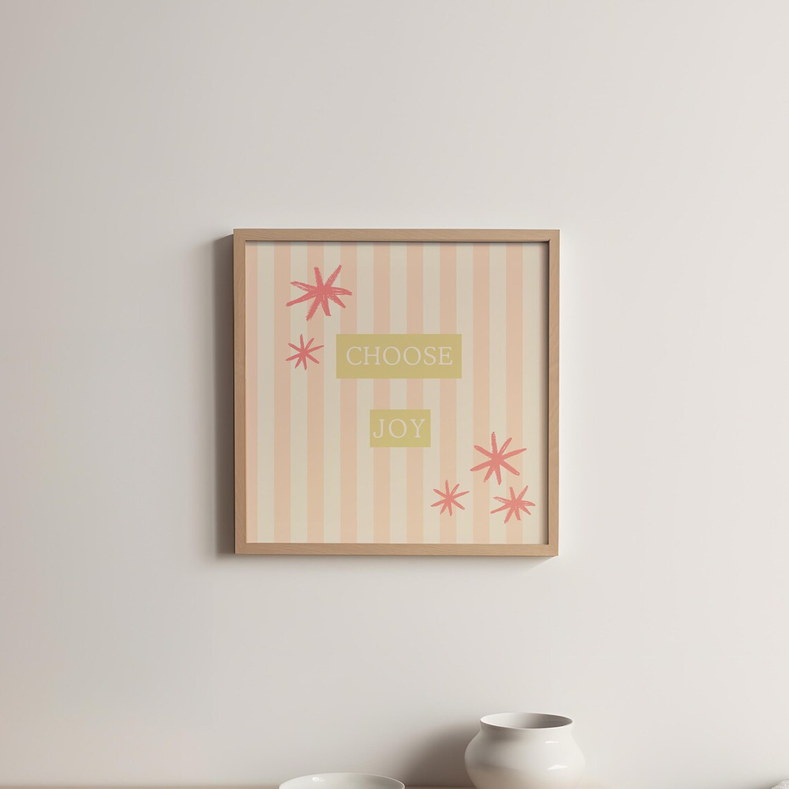 Pink Striped Choose Joy Quote Poster Fun Nursery Kids Room Wall Decor - Image 4