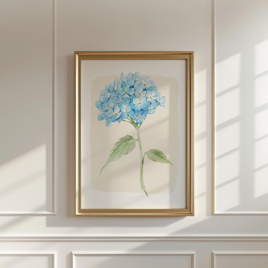 Blue Hydrangea Watercolor Botanical Wall Art Print Styled Pair Set - Image 3
