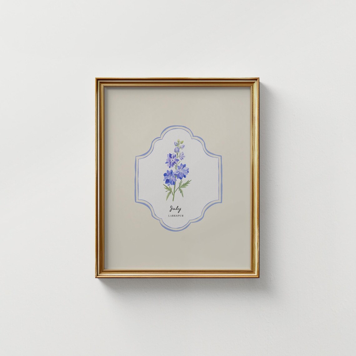 July Larkspur Birth Flower Blue Watercolor Botanical Wall Art Print - Image 5