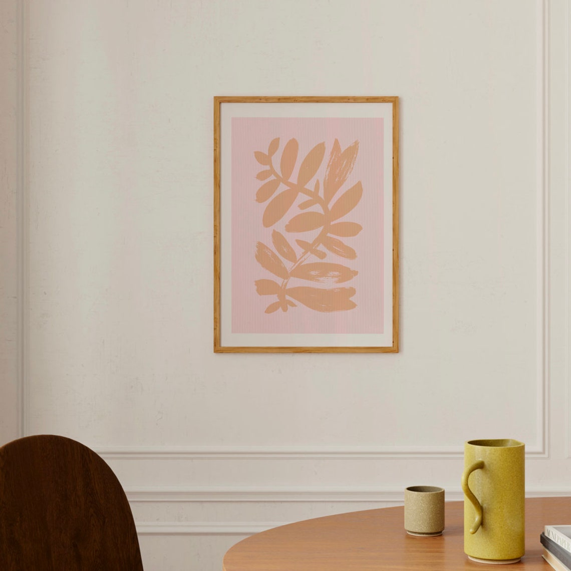 Peach Abstract Botanical Leaves Blush Pink Modern Minimal Poster - Image 3