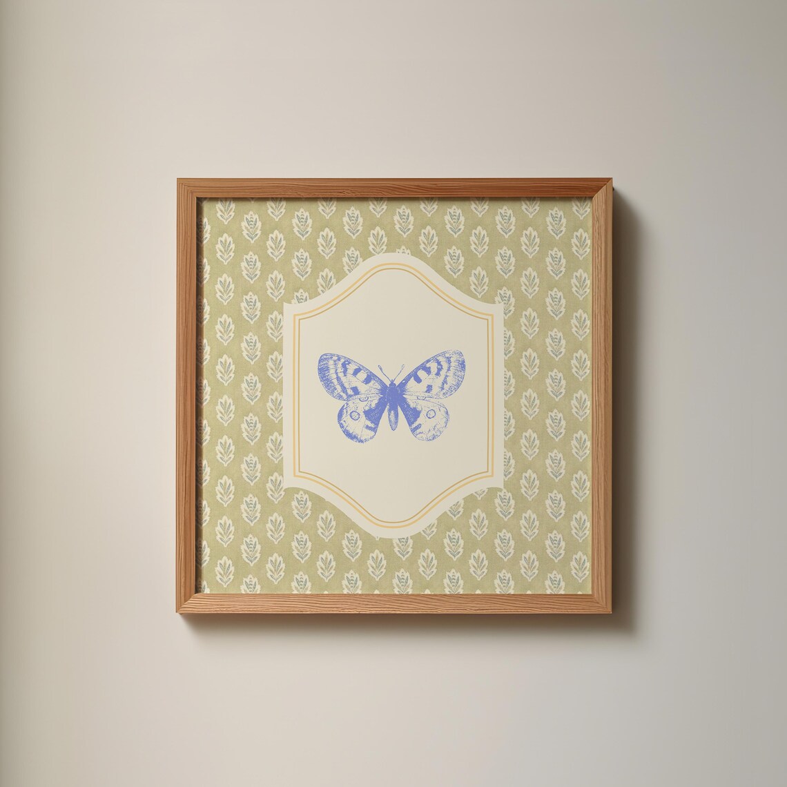Victorian Style Butterfly Art Print, Blue Thin Line - Image 3