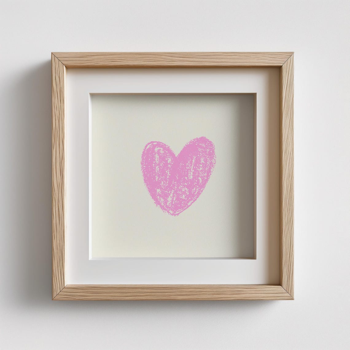 Pink Heart Crayon Doodle Minimal Square Nursery Living Room Art Poster - Image 3