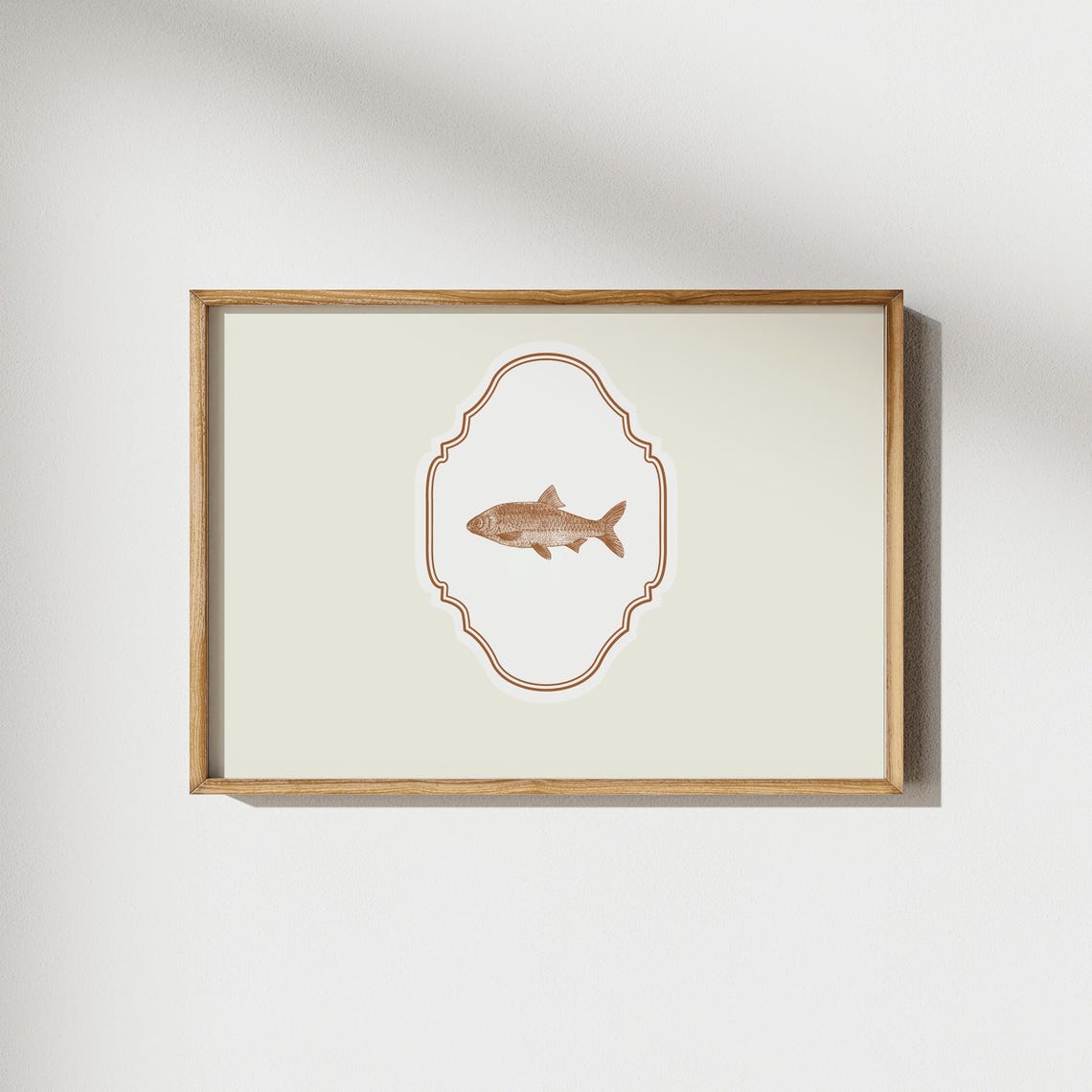 Cream Vintage Fish Engraving Poster Coastal Kitchen Cottage Decor - Image 4